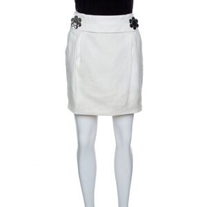 See by Chloe Belted Daisy Button Linen Mini Skirt